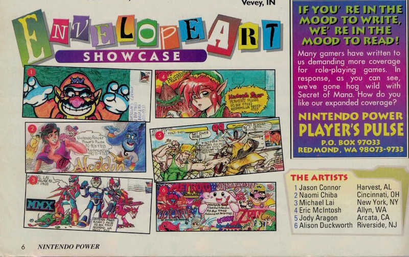 Illustration for article titled Back In The '90s, Nintendo Power Helped A Shy Fan Show Her Envelope Art To The World